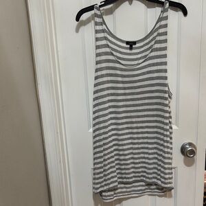 Talbots Gray & White Striped Tank Top